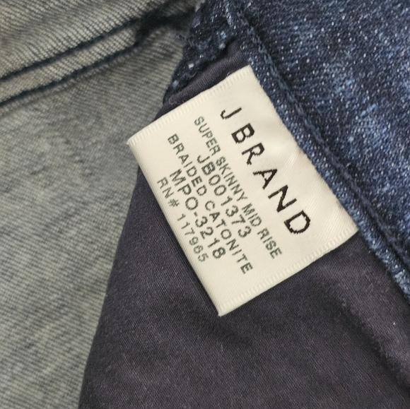 J Brand Super Skinny Mid Rise Braided Catonite Dark Blue Jeans 26 NWT - Picture 9 of 10